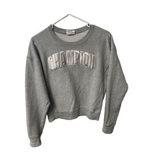 Women's Champion Reverse Weave Spellout Logo Grey Pullover Sweatshirt Size XS Ex